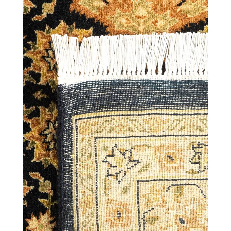 Overton Handknotted Wool Traditional Oriental Black Area Rug - 6' x 9'