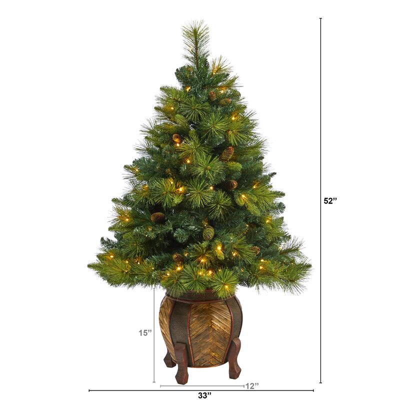52" Artificial Christmas Tree with 130 LED Lights in Planter