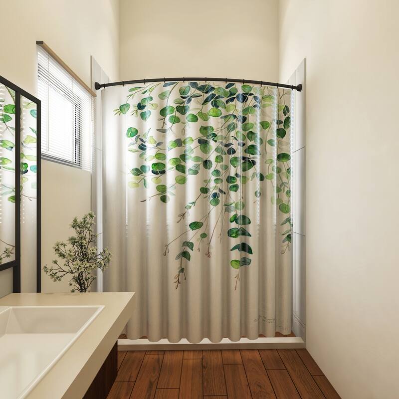 Design House Adjustable Curved Shower Rod Matte Black Shower Curtain Rod - 44-Inch to 66-Inch