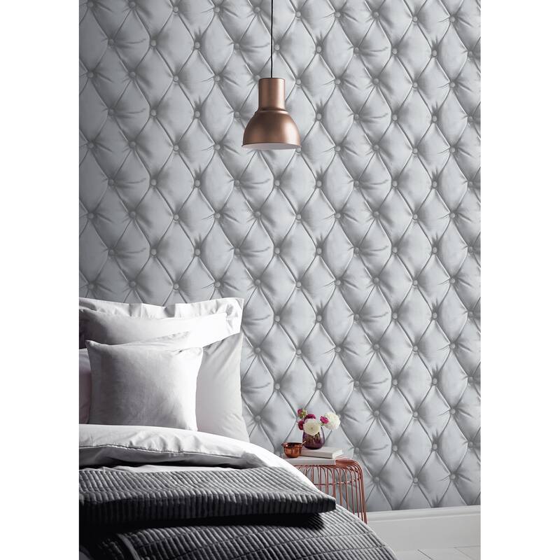 Arthouse Ella Silver Tufted Wallpaper