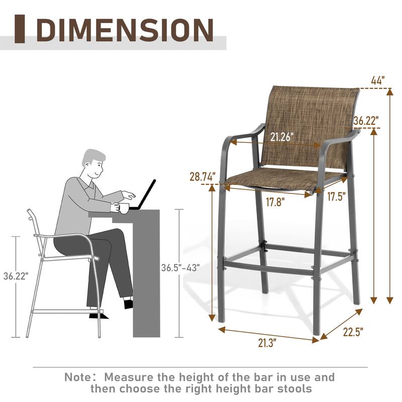 Pellebant Outdoor Bar Height Barstools Dining Chairs