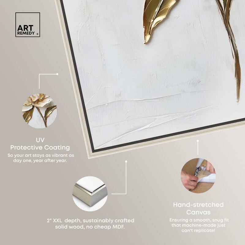 Simple Golden Peonie Canvas by Art Remedy