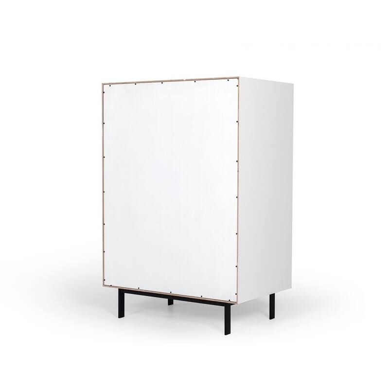 30" White Solid Wood Five Drawer Chest