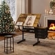 preview thumbnail 1 of 4, Stylish black adjustable drafting table with comfortable stool and three spacious drawers Black