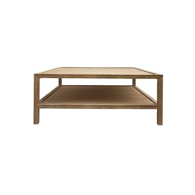 Rohan 42-Inch Square Mango Hardwood Coffee Table with Shelf