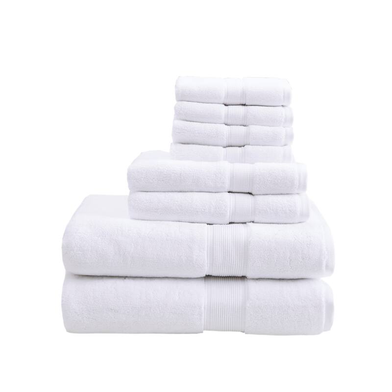 Madison Park Signature Cotton 8-piece Antimicrobial Towel Set - White