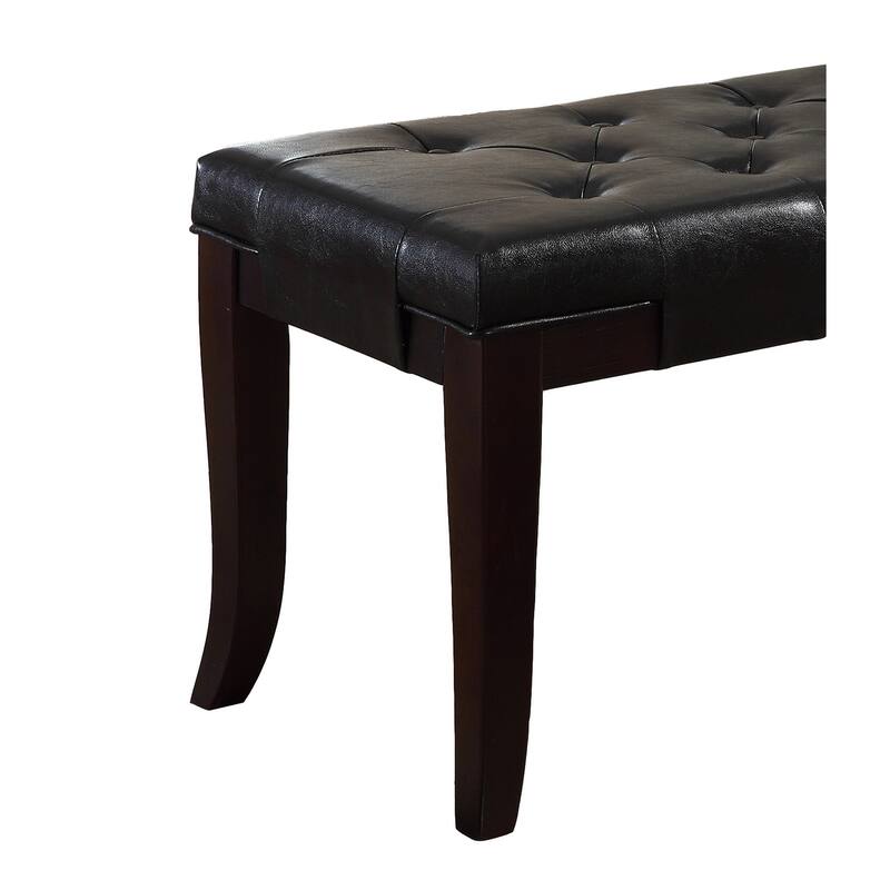 Linon Faux Leather Espresso Tufted Bench