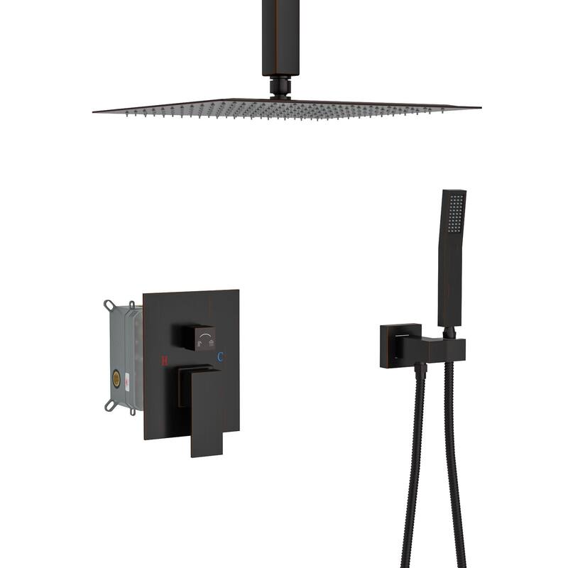 10" Ceiling-Mounted Square Shower and Handheld Showerhead Set