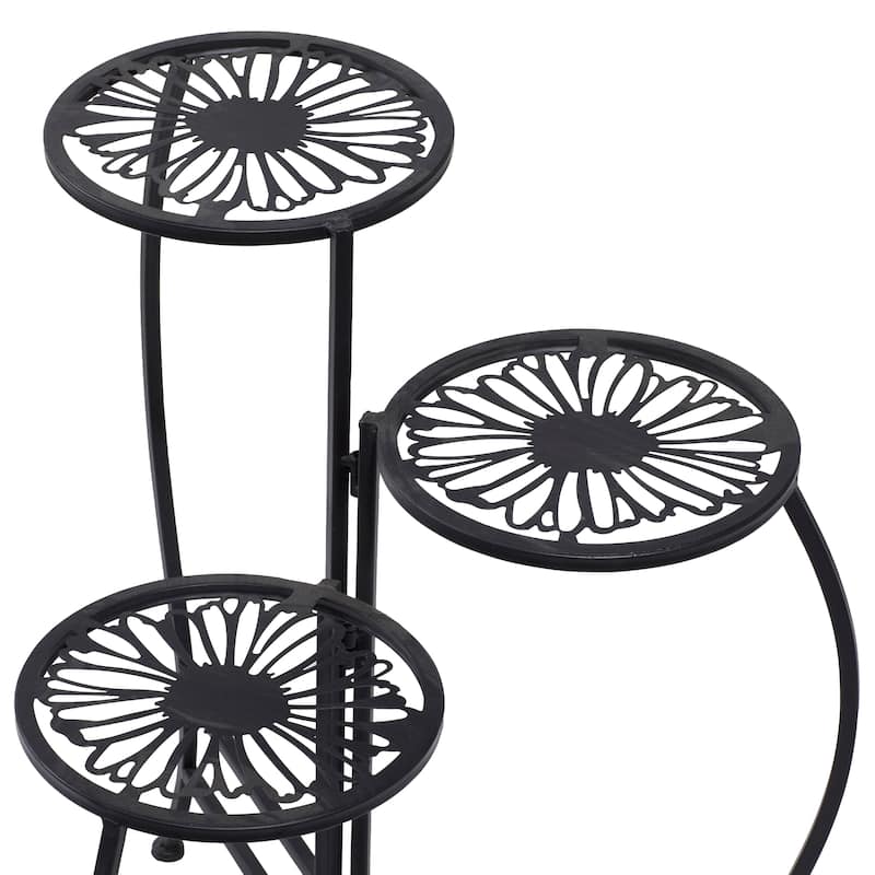 White or Black Metal Indoor Outdoor 3 Tier Floral Plantstand