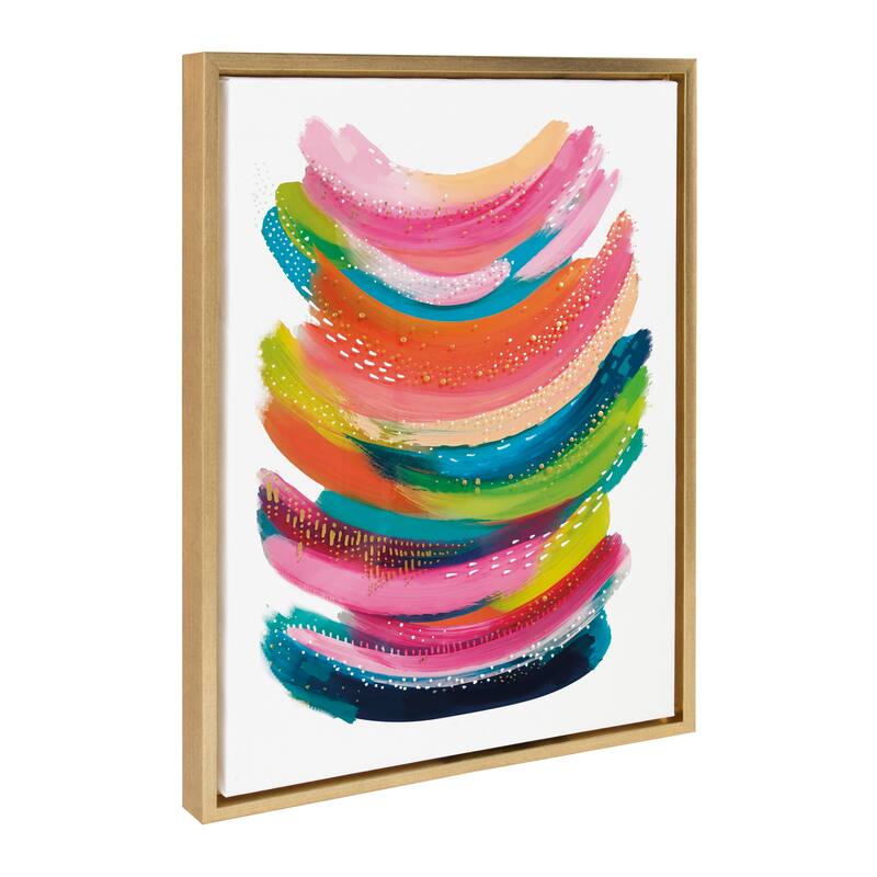 Kate and Laurel Sylvie Bright Abstract Framed Canvas By Jessi Raulet - 18x24 - Plastic - Gold
