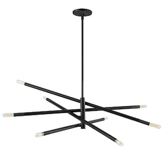 8 Light Pendant Chandelier, Matte Black Lighting for Dining Room - 50