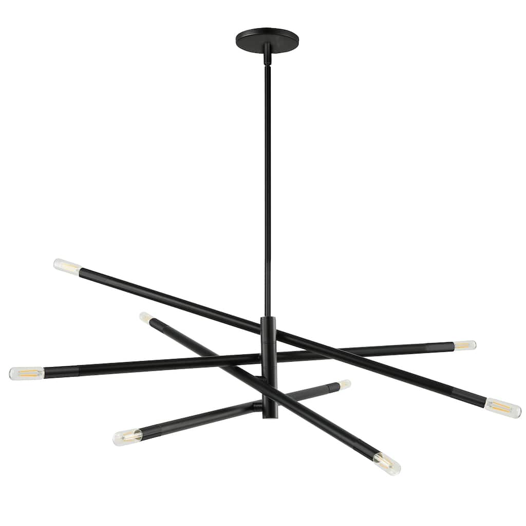 8 Light Pendant Chandelier, Matte Black Lighting for Dining Room - 50