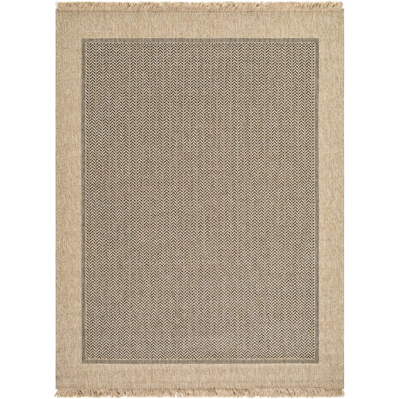 Livabliss Mirage Outdoor Solid Area Rug - 9'2" x 12' - Tan/Black