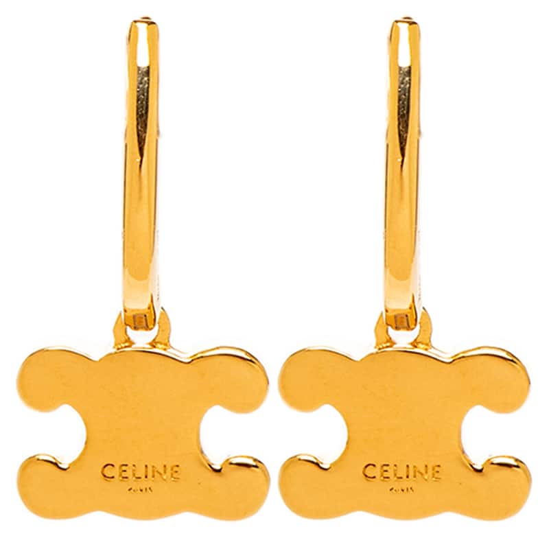 Celine Triomphe Rhinestone Earrings - Gold-Toned