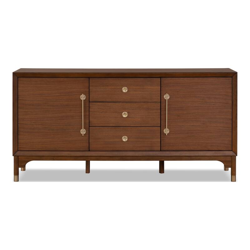 Furniture of America Forma Mid-Century Modern Walnut Solid Wood Dining Server Cabinet
