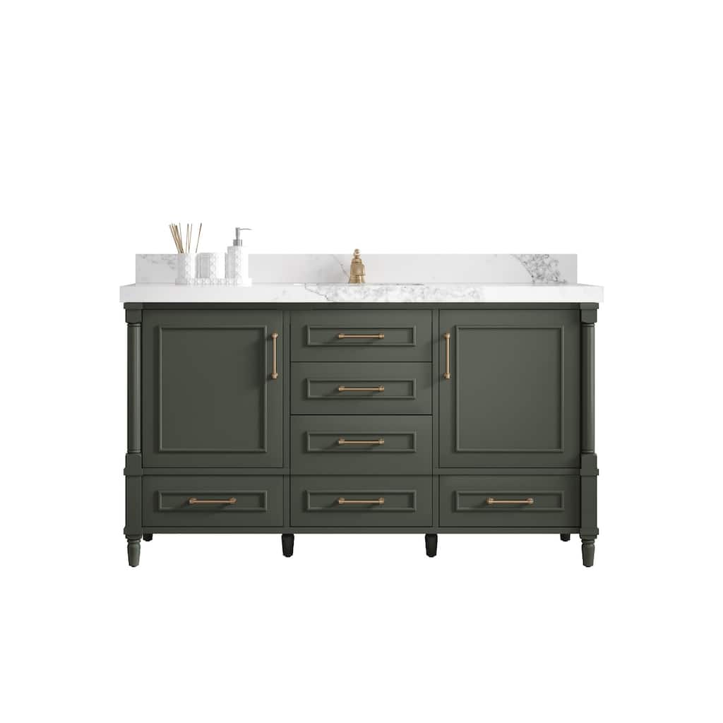 Willow Collections 60 in. W x 22 in. D Aberdeen Single Bowl Sink Bathroom Vanity in Pewter Green with Countertop