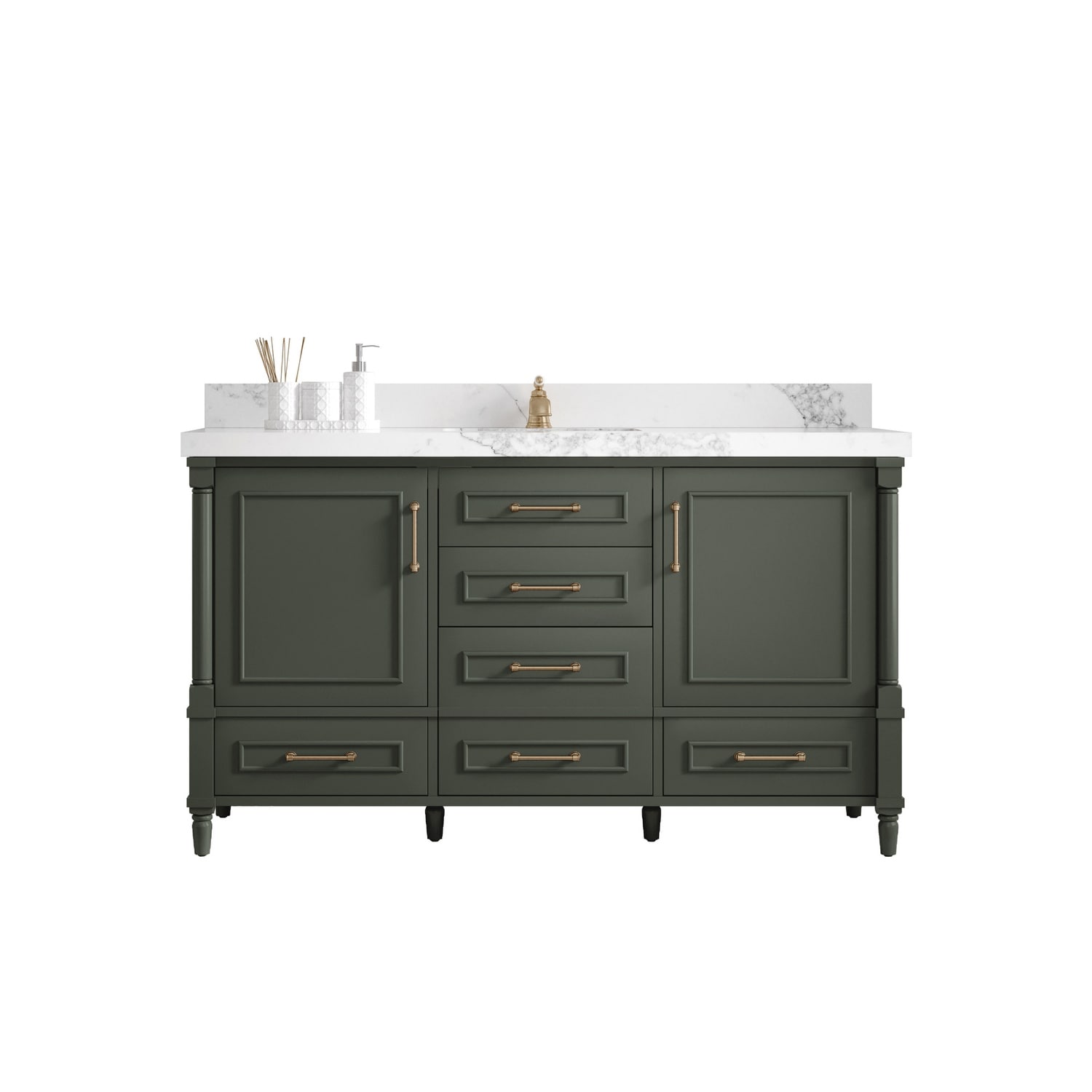 Willow Collections 60 in. W x 22 in. D Aberdeen Single Bowl Sink Bathroom Vanity in Pewter Green with Countertop