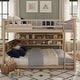 preview thumbnail 21 of 36, Convertible Bunk Bed with LED Storage Wall & Pegboard by Harper&Bright Designs Beige - Full