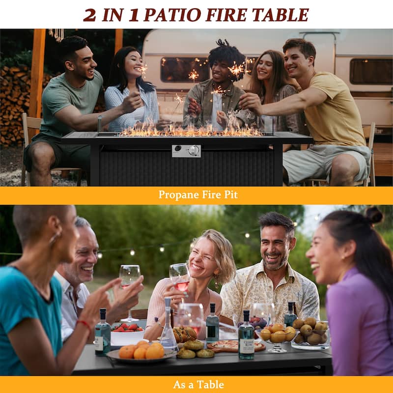 Futzca Outdoor Propane Fire Pit with Table Cover