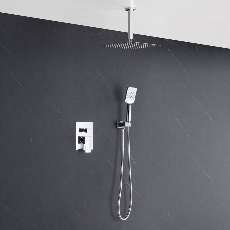 Pressure Balanced Ceiling Mounted 3-Function Shower System with Rough In Valve