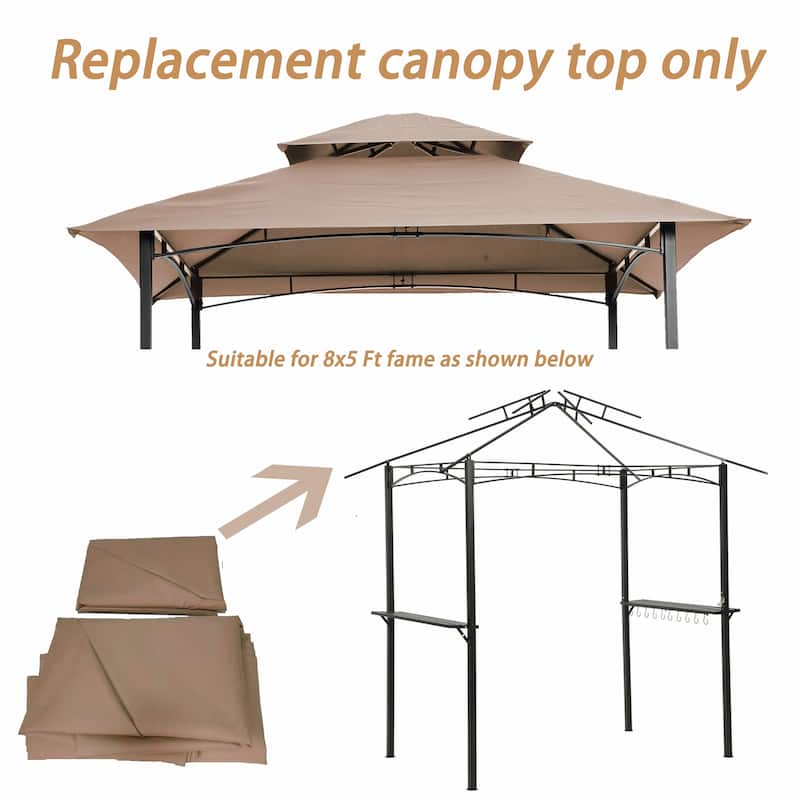 Double Tiered BBQ Tent Roof Top Replacement Canopy for Grill Gazebo