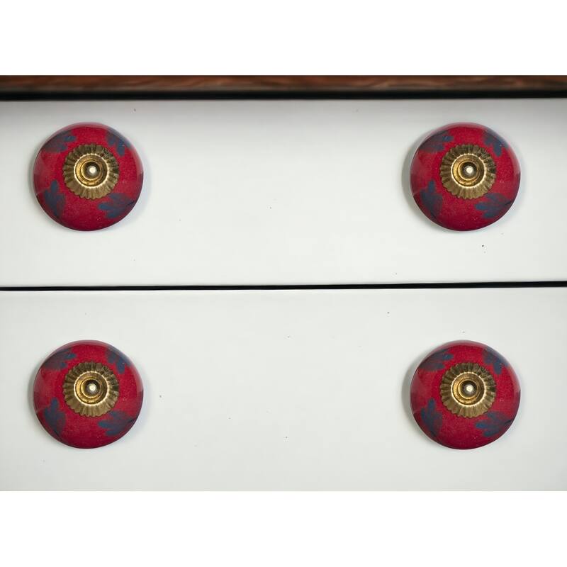 HomeRoots Set of Eight Blue And Red Ceramic And Metal Drawer Pull Knobs - 1.5' X '1.5' X '1.5 - Blue/Red - 1.5' X '1.5' X '1.5