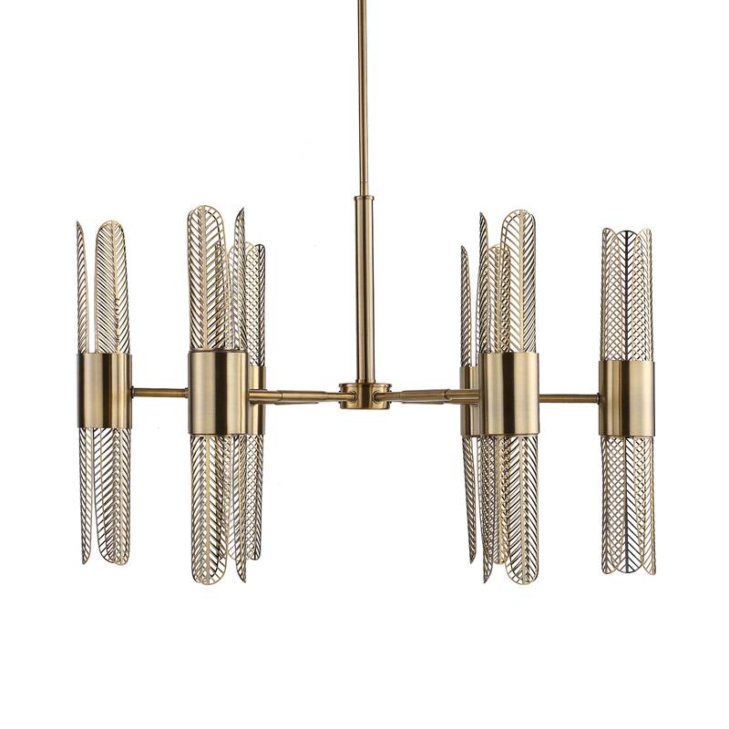 12-Light Ceiling Chandelier with Cut-Out Shade - 31" - Gold