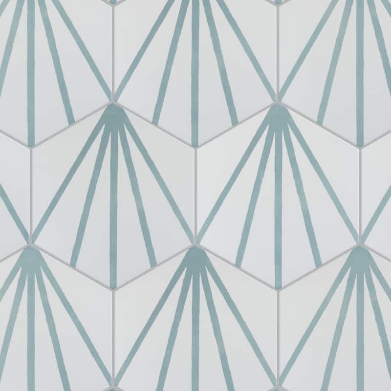 Merola Tile Horizon Dawn Hex Aguamarina 7-3/4" x 9" Porcelain Floor and Wall Tile
