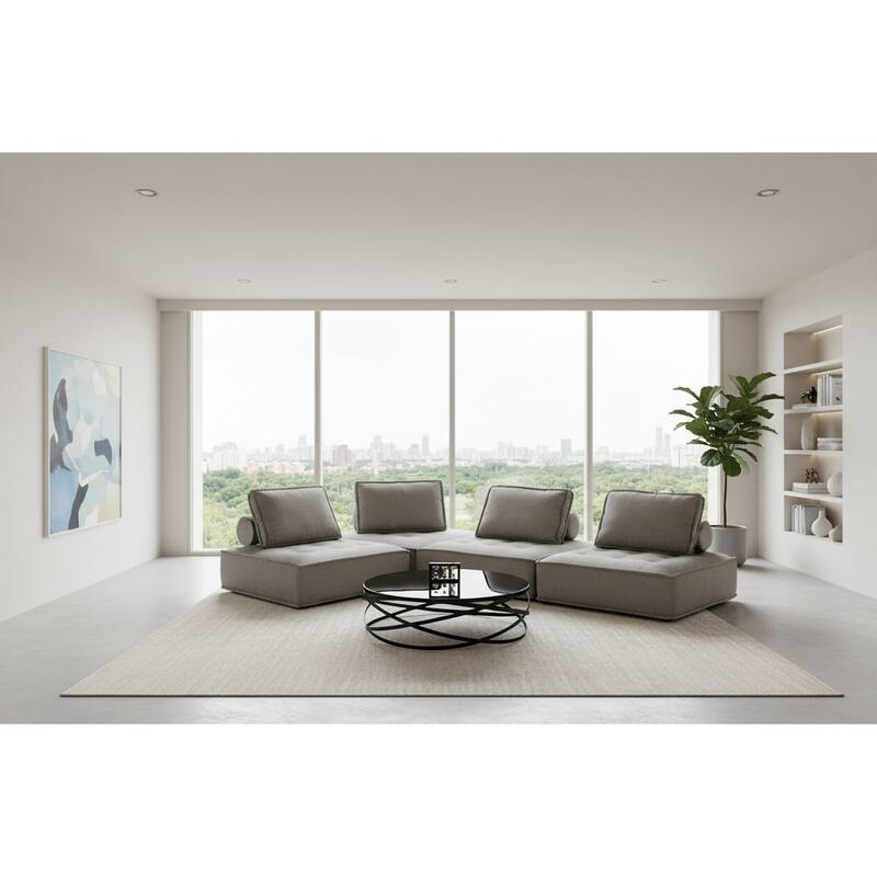 Nolden Modern Grey Fabric Modular 4-Piece Sectional Sofa