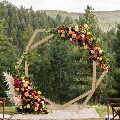 Heavy Duty Double Hexagon Wooden Wedding Arch Archway Backdrop Stand