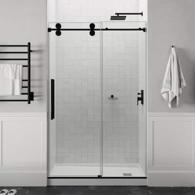 ANZZI Series 56 to 60 in. x 76 in. Frameless Shower Door with Sliding with Tsunami Guard Tempered Clear Glass