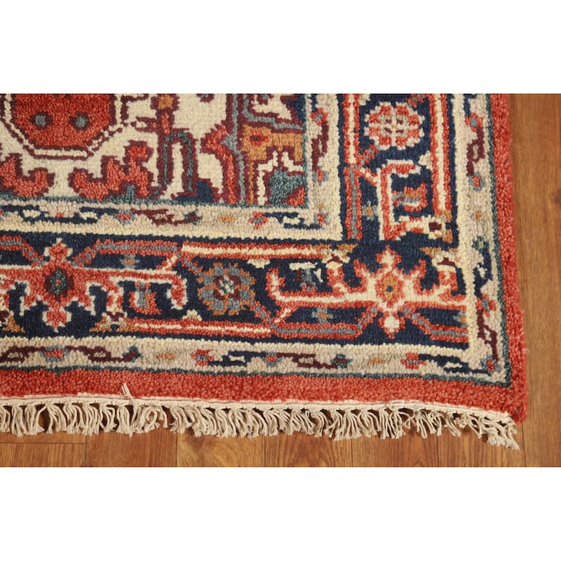 Hand Knotted Oriental 100% Wool Carpet Traditional Medallion Oranges & Rust Heriz (serapi) Area Rug - 5' 1'' X 3' 0''