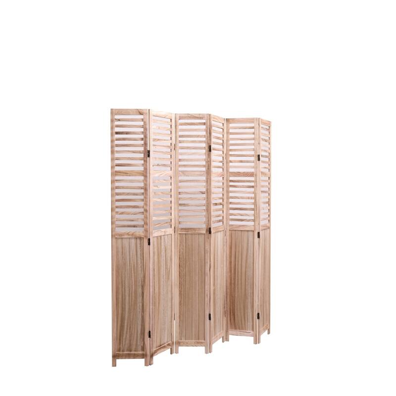 4/6 - Panel Solid Wood Folding Room Divider, Natural