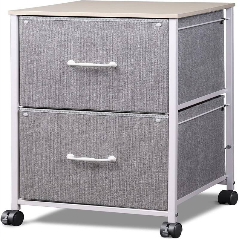 2 Drawer Mobile File Cabinet - 15.7"D x 15.4"W x 26.8"H - Light Grey