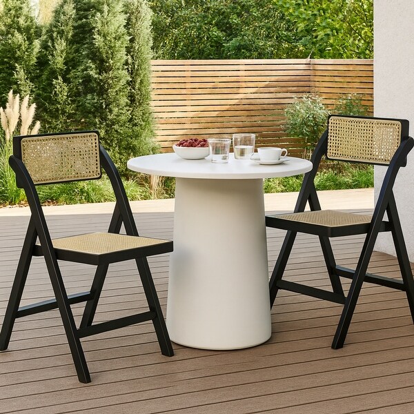 Set of 2 Scandinavian Bamboo/Rattan Folding Outdoor Chairs - On
