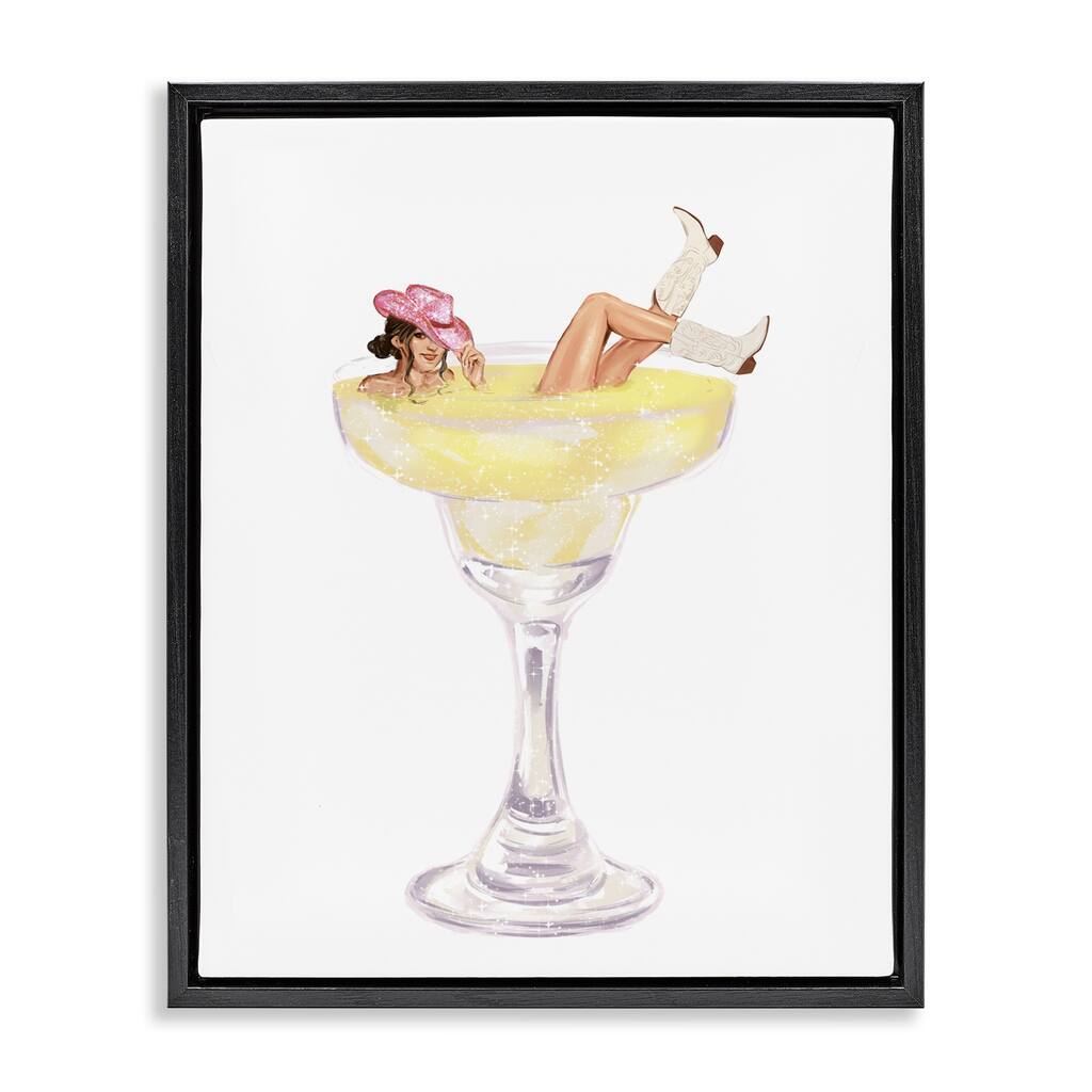 Stupell Glam Cowgirl in Margarita Framed Floater Canvas Wall Art Design By Ziwei Li