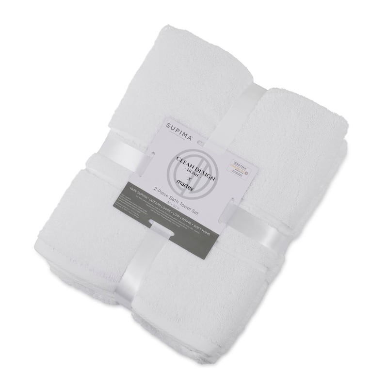 Clean Design Home x Martex Solid Supima 2-Pack Bath Towel Set