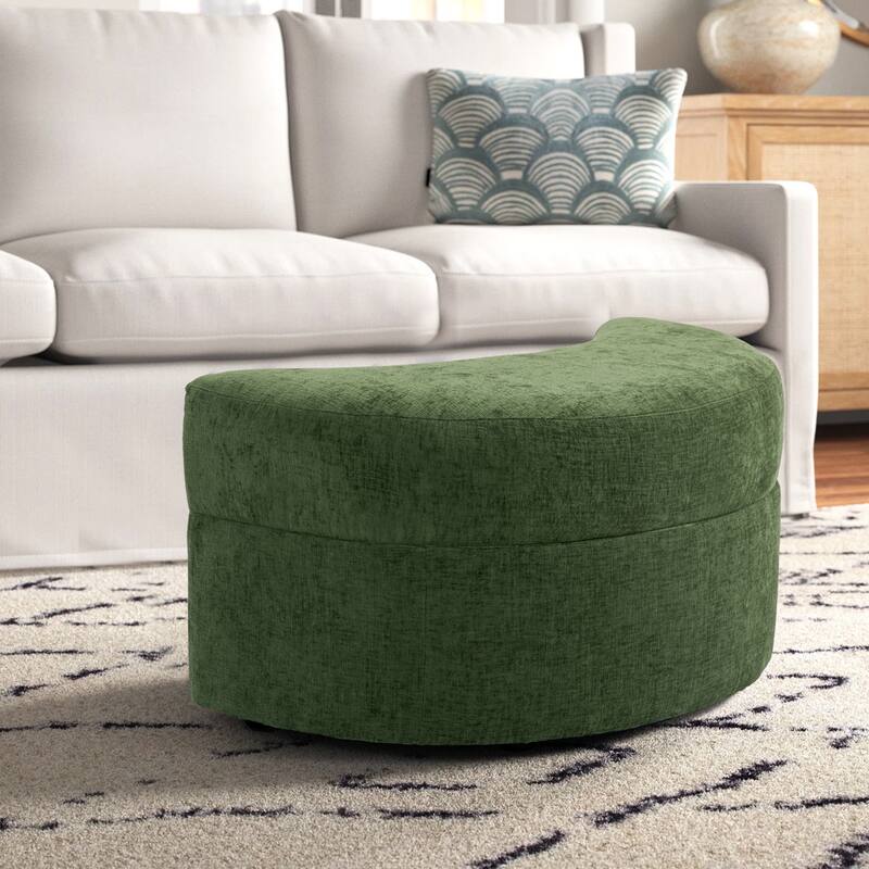 Moon Chenille Upholstered Storage Ottoman - Green
