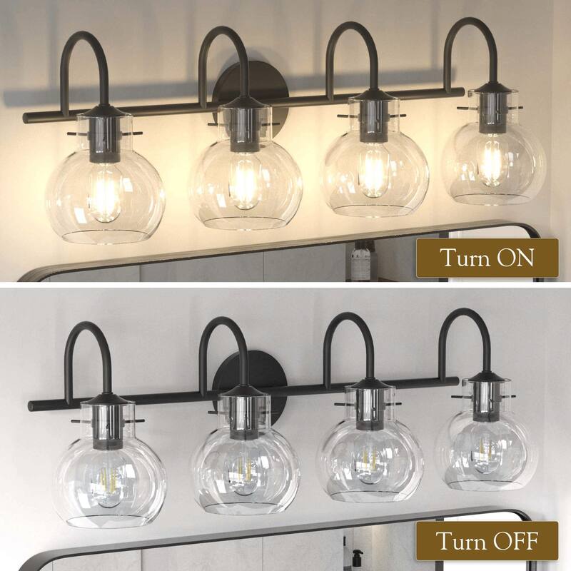 Modern 2/3/4 Bathroom Vanity Lights Clear Globe Glass Shade