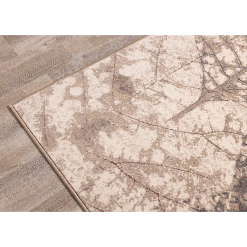 Annie Collection - Cream/Taupe Leaf Rug