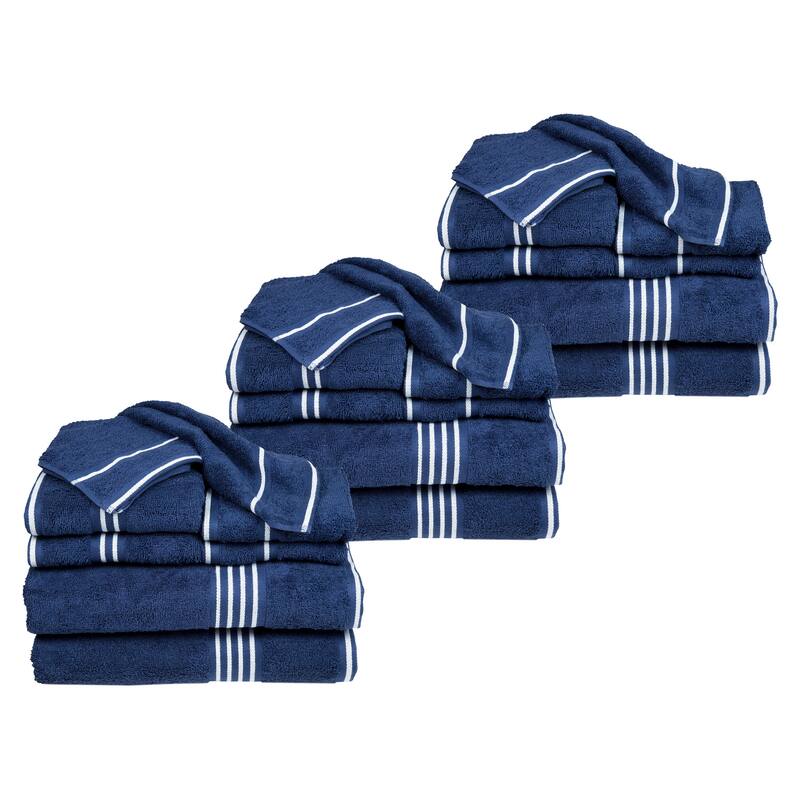 Towel Set - Cotton Bathroom Accessories with Bath Towels, Hand Towels, Washcloths, and Fingertip Towels by Lavish Home (Navy)