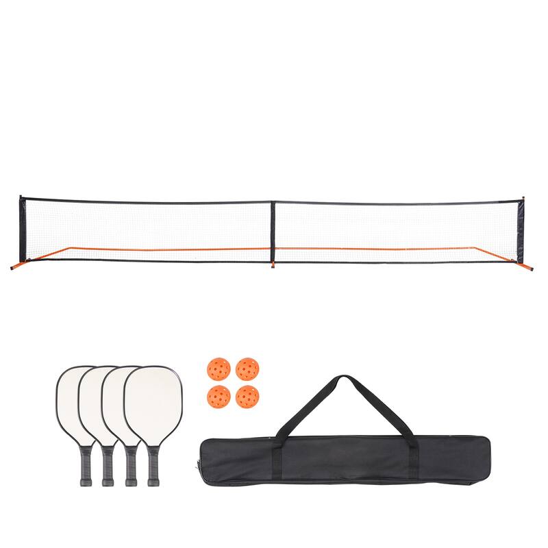 Pickleball Net Set Weather Resistant Steady Metal Frame & Strong PE Net, for Outdoor Backyard Driveway - with rackets with pickleball
