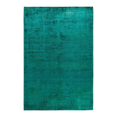 Contemporary Overdyed Wool Hand Knotted Area Rug - 5' 2" x 7' 7"