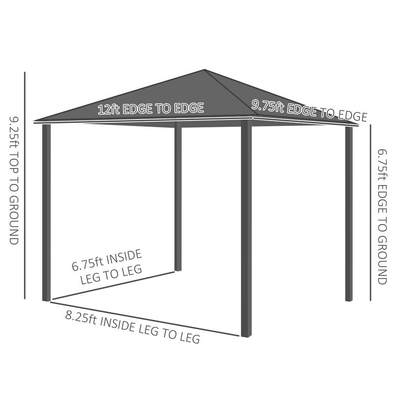 Outsunny 10' x 12' Hardtop Gazebo with Galvanized Steel Roof, Wood Grain Steel Frame