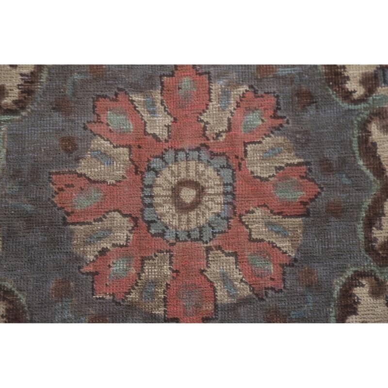 Hand Knotted Oriental 100% Wool Carpet Traditional Medallion Brown Tabriz Area Rug - 11' 4'' X 7' 10''