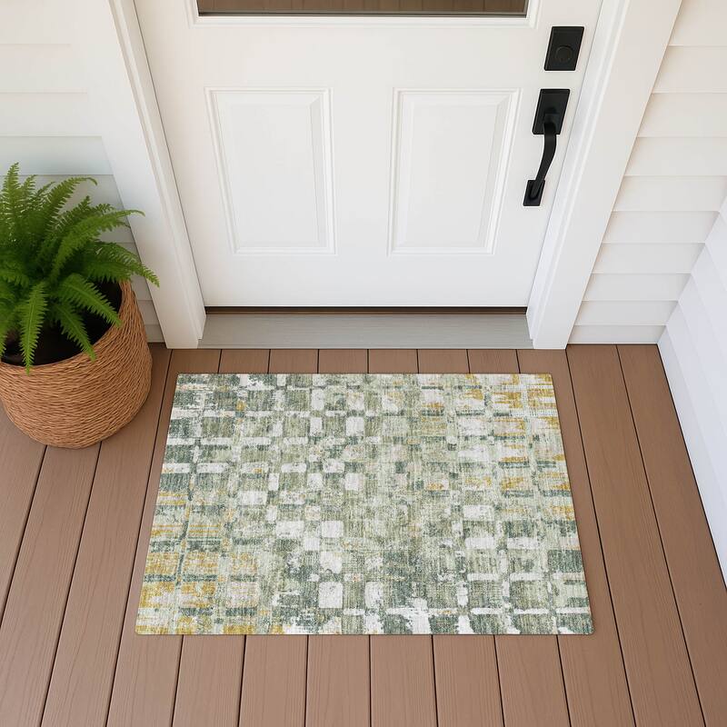 Machine Washable Indoor/ Outdoor Casual Foxfield Chantille Rug - Celery - 1'8" x 2'6"