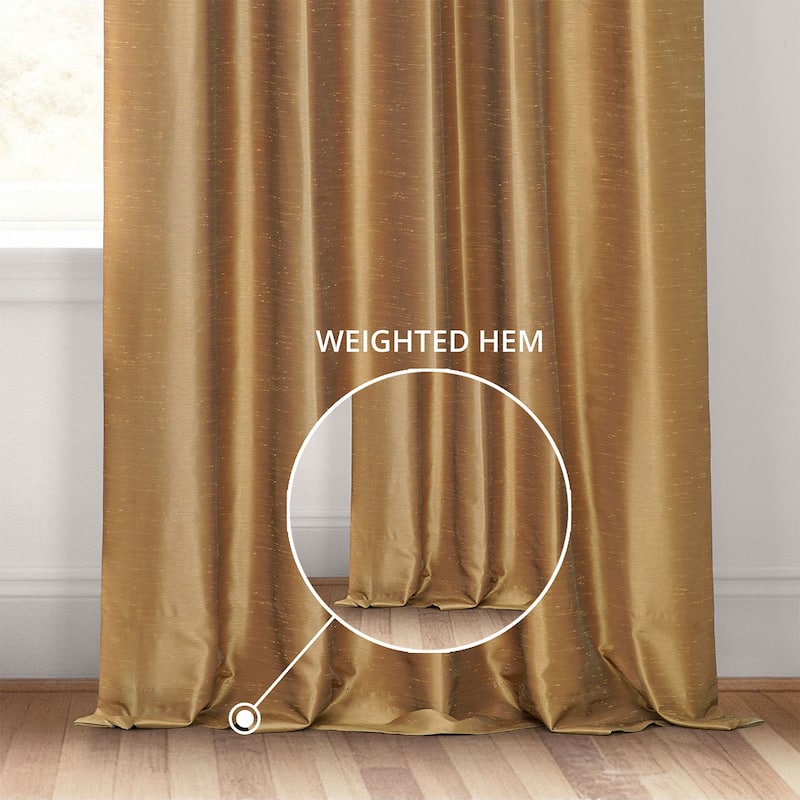 Exclusive Fabrics Solid Vintage Textured Faux Dupioni Silk Pleated Blackout Curtain (1 Panel)