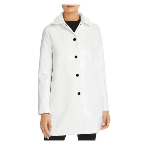 JANE POST Womens White Pocketed Trench Coat Size L