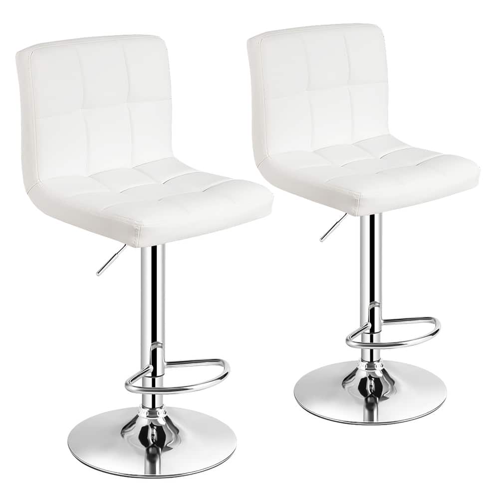 Costway Set of 2 Adjustable Bar Stools PU Leather Swivel Kitchen