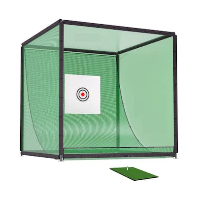 10'x10'x10' Golf Practice Cage - Metal Frame Hitting Net for Backyard or Indoor Simulator Use - 118.11"L x 118.11"W x 118.11"H